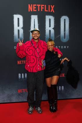 Premiere - BABO - Die Haftbefehl Story - Yallah San und Tsellot Meleese bei der Premiere desr Netflix Doku BABO - Die Haftbefehl Story im Astor Film Lounge am 22.10.2025 in Berlin. Copyright: xEventpressxKochanx