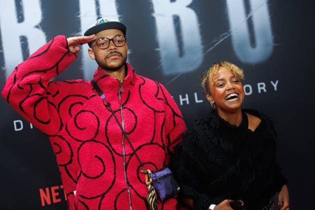 Premiere - BABO - Die Haftbefehl Story - Yallah San und Tsellot Meleese bei der Premiere desr Netflix Doku BABO - Die Haftbefehl Story im Astor Film Lounge am 22.10.2025 in Berlin. Copyright: xEventpressxKochanx