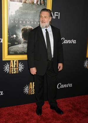 LOS ANGELES, CA - OCTOBER 24: Russell Crowe at the AFI Fest 2025 Premiere of Nuremberg at TCL Chinese Theatre on October 24, 2025 in Los Angeles, California. Copyright: xJeffreyxMayerx