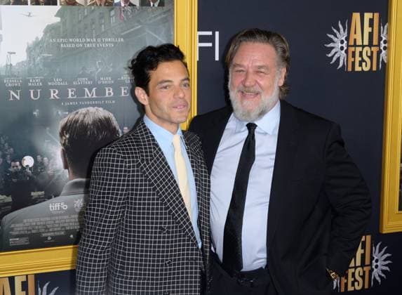 Nuremberg Premiere - Los Angeles, USA LOS ANGELES, USA. October 24, 2025: Rami Malek & Russell Crowe at the AFI FEST premiere for Nuremberg at the TCL Chinese Theatre. Los Angeles CA USA  Copyright: xPaulxSmith Featureflashx