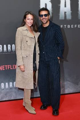 24 10 2025, Jessica Riso and Elyas MÕBarek at the Netflix premiere of Babo Ð The Arrest Warrant Story, Astor Film Lounge, Berlin, Berlin