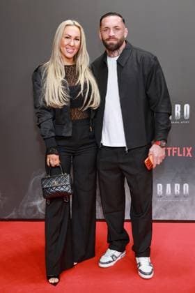 24 10 2025, Dominique and Christian Eckerling at the Netflix premiere of Babo Ð The Arrest Warrant Story, Astor Film Lounge, Berlin, Berlin
