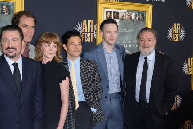 Nuremberg Premiere - Los Angeles, USA LOS ANGELES, USA. October 24, 2025: James Vanderbilt, Michael Shannon, Wrenn Schmidt, Rami Malek, Mark O Brien & Russell Crowe at the AFI FEST premiere for Nuremberg at the TCL Chinese Theatre. Los Angeles CA USA  Copyright: xPaulxSmith Featureflashx