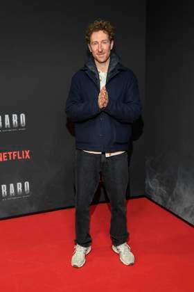 abb Haftbefehl Louis Klamroth TV presenter as a guest on the red carpet of the special screening event of the Netflix documentary highlight Babo The Haftbefehl Story at the Astor Film Lounge on 24 10 2025in Berlin Berlin Germany