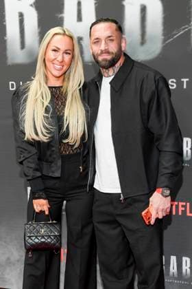 abb Haftbefehl Dominique Eckerlin and Christian Eckerlin as guests on the red carpet of the special screening event of the Netflix documentary highlight Babo The Haftbefehl Story at the Astor Film Lounge on 24 10 2025in Berlin Berlin Germany