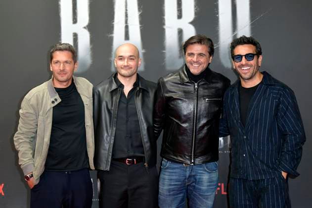 Paco Luca Nitsche, Sinan Sevinc, Juan Moreno and Elyas M Barek at the special screening of the Netflix documentary Babo Die Haftbefehl Story in the Astor Film Lounge Berlin, 24 10 2025 Foto:xM.xBehrensx xFuturexImagex babo_5049