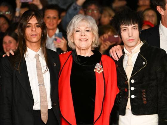 Rome Cinema Fest 2025, Evening 11 - Red Carpet for the Film The Guitar in the Stone - Lucio Corsi Live at the Abbey of San Galgano. Pictured are Lucio Corsi, Caterina Caselli, and Tommaso Ottomano.  Copyright: xMaurizioxD Avanzox xipa-agency.netx xDxAvanzo Provvisionatox IPA_Agency_IPA67073646