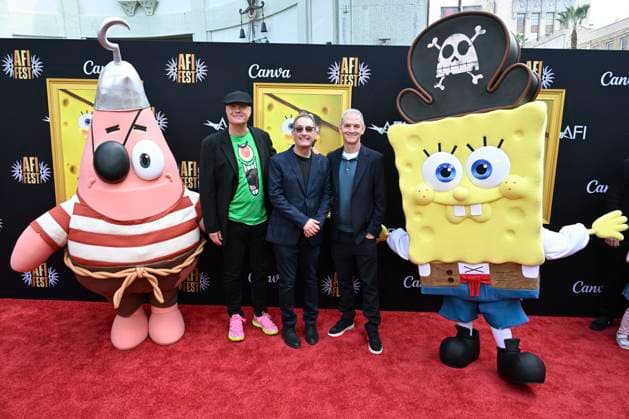 October 26, 2025, Hollywood, California, USA: American actor BILL FAGERBAKKE, American actor and comedian TOM KENNYv and American animator, writer, storyboard artist, director, comedian, and producer DEREK DRYMON attend AFI FEST Presented By Red Carpet Premiere of The Spongebob Movie: Search For Squarepants Hollywood USA - ZUMAb173 20251026_aap_b173_002 Copyright: xBillyxBennightx