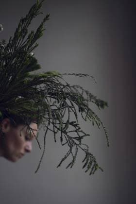 Frauenkopf hinter Strauß mit Gräsern Head of woman behind ostrich with grasses Copyright: imageBROKER FranziskaxRitter ibxadr15454695.jpg ,model released, Symbolfoto ,property released