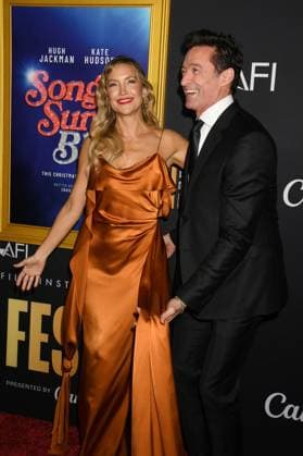 HOLLYWOOD, CA- OCTOBER 26: Kate Hudson and Hugh Jackman at the special screening of Song Sung Blue during the 2025 AFI Fest at TCL Chinese 6 Theatre on October 26, 2025 in Hollywood, California. Copyright: xJeffreyxMayerx