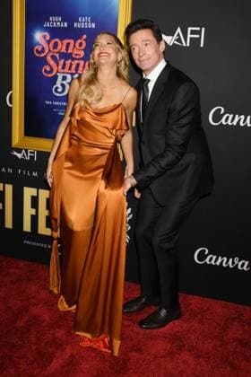 HOLLYWOOD, CA- OCTOBER 26: Kate Hudson and Hugh Jackman at the special screening of Song Sung Blue during the 2025 AFI Fest at TCL Chinese 6 Theatre on October 26, 2025 in Hollywood, California. Copyright: xJeffreyxMayerx