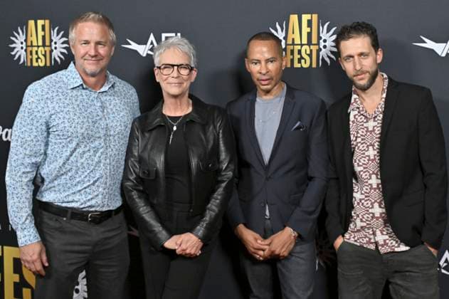 Daniel Junge, Jamie Lee Curtis, Wellington Love and Jed Alan at the premiere of the documentary I Was Born This Way at the 39 AFI Fest 2025 at the TCL Chinese 6 Theatre Los Angeles, 26 10 2025 Foto:xD.xStarbuckx xFuturexImagex curtis_5005