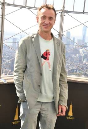 NEW YORK, NY- OCTOBER 27: Tom Felton Lights the Empire State Building to celebrate his Broadway debut when he returns to same iconic role now on stage in Harry Potter and the Cursed Child on October 27, 2025 in New York City. Copyright: xmpi099x