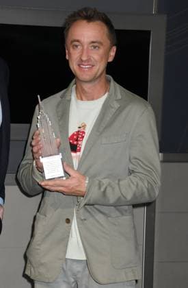 NEW YORK, NY- OCTOBER 27: Tom Felton Lights the Empire State Building to celebrate his Broadway debut when he returns to same iconic role now on stage in Harry Potter and the Cursed Child on October 27, 2025 in New York City. Copyright: xMediaPunchx