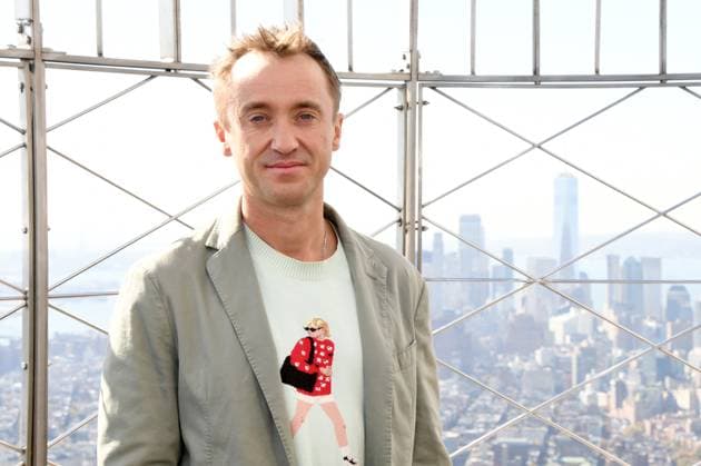 NEW YORK, NY- OCTOBER 27: Tom Felton Lights the Empire State Building to celebrate his Broadway debut when he returns to same iconic role now on stage in Harry Potter and the Cursed Child on October 27, 2025 in New York City. Copyright: xMediaPunchx