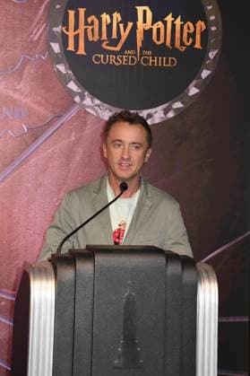 NEW YORK, NY- OCTOBER 27: Tom Felton Lights the Empire State Building to celebrate his Broadway debut when he returns to same iconic role now on stage in Harry Potter and the Cursed Child on October 27, 2025 in New York City. Copyright: xMediaPunchx