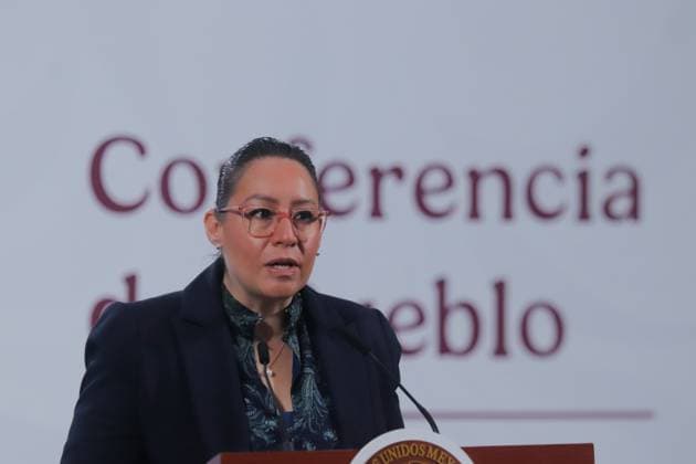 Mexico™s President Claudia Sheinbaum Holds Briefing Gisel Galeano, Federal Attorney General speaks during a news conference about the Grupo Salinas explanatory letter regarding payment of the debt. on October 27, 2025 in Mexico City, Mexico. (Photo by Carlos Santiago Eyepix Group) Copyright: xCarlosxSantiagox xEyepixxGroupx CS_27102025_172115