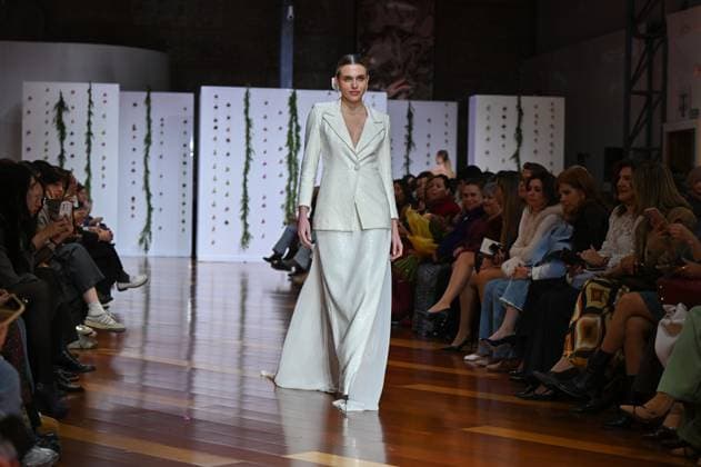 October 28, 2025, Madrid, Spain: A model showcases creations by Candelas Y Felipa during the Atelier Couture bridal catwalk within Madrid Fashion Week, at Fabrica de Tapices in Madrid. Madrid Spain - ZUMAs197 20251028_aaa_s197_109 Copyright: xAtilanoxGarciax