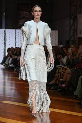 October 28, 2025, Madrid, Spain: A model showcases creations by Senorito Ortega during the Atelier Couture bridal catwalk within Madrid Fashion Week, at Fabrica de Tapices in Madrid. Madrid Spain - ZUMAs197 20251028_aaa_s197_236 Copyright: xAtilanoxGarciax