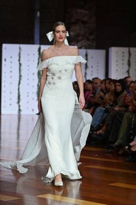 October 29, 2025, Madrid, Spain: A model showcases creations by Maria Diezma during the Atelier Couture bridal catwalk within Madrid Fashion Week at Fabrica de Tapices. Madrid Spain - ZUMAs197 20251029_aaa_s197_294 Copyright: xAtilanoxGarciax