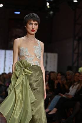 October 29, 2025, Madrid, Spain: A model showcases creations by Maria Diezma during the Atelier Couture bridal catwalk within Madrid Fashion Week at Fabrica de Tapices. Madrid Spain - ZUMAs197 20251029_aaa_s197_327 Copyright: xAtilanoxGarciax