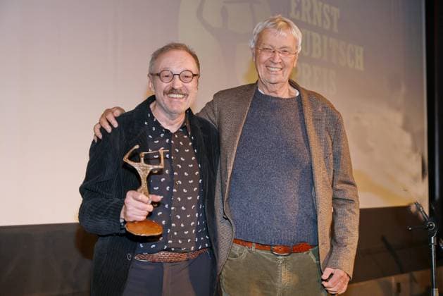 29 10 2025 , Award winner Josef Hader and laudator Gerhard Polt at the award ceremony of the Ernst Lubitsch Prize 2025, Babylon Cinema, Rosa Luxemburg Platz, Berlin, Berlin