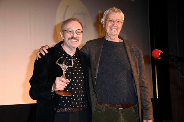 Josef Hader and Gerhard Polt at the 67 award ceremony of the Ernst Lubitsch Prize 2025 at the Babylon Berlin cinema, 29 10 2025 Foto:xN.xKubelkax xFuturexImagex lubitsch_5050