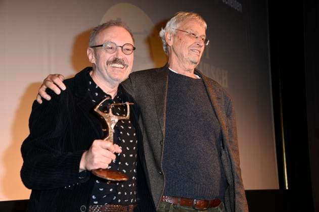 Josef Hader and Gerhard Polt at the 67 award ceremony of the Ernst Lubitsch Prize 2025 at the Babylon Berlin cinema, 29 10 2025 Foto:xN.xKubelkax xFuturexImagex lubitsch_5052