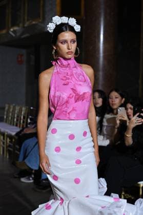 International Flamenco Fashion Week Madrid, (SIMOF) A model walks in a Conso Delgado design at the International Flamenco Fashion Week Madrid, (SIMOF) show, at the Wellington Hotel, on October 30, 2025 in Madrid, Spain Copyright: xx FOTO54015