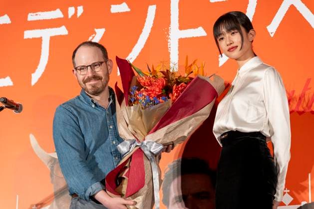 (L-R) Ari Aster (Director), Kawai Yuumi (actress), October 30, 2025 - Eddington Japan screening and Q&A session at the Tokyo International Film Festival in Tokyo, Japan.  aflo_308759003