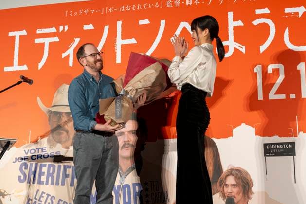 (L-R) Ari Aster (Director), Kawai Yuumi (actress), October 30, 2025 - Eddington Japan screening and Q&A session at the Tokyo International Film Festival in Tokyo, Japan.  aflo_308759011