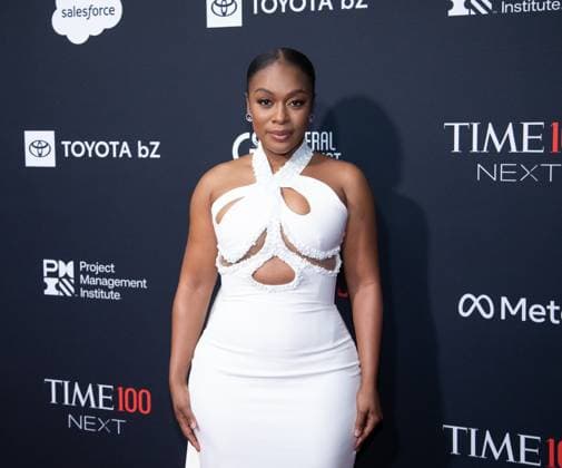 Nomzamo Mbatha arrives on the red carpet for the 2025 TIME100 Next at Current at Chelsea Piers Pier 59 on Thursday, October 30, 2025 in New York City.  NYP20251030509 SERENAxXUxNING