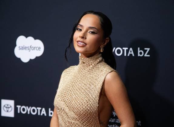 Becky G arrives on the red carpet for the 2025 TIME100 Next at Current at Chelsea Piers Pier 59 on Thursday, October 30, 2025 in New York City.  NYP20251030551 SERENAxXUxNING