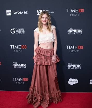 Meghann Fahy arrives on the red carpet for the 2025 TIME100 Next at Current at Chelsea Piers Pier 59 on Thursday, October 30, 2025 in New York City.  NYP20251030560 SERENAxXUxNING