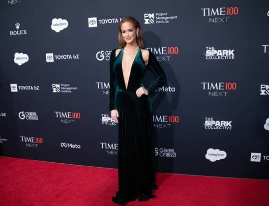 Haley Kalil arrives on the red carpet for the 2025 TIME100 Next at Current at Chelsea Piers Pier 59 on Thursday, October 30, 2025 in New York City.  NYP20251030564 SERENAxXUxNING