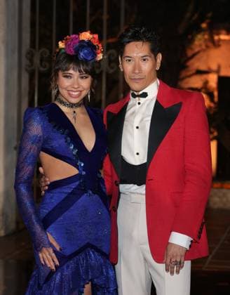 Xochitl Gomez and Carlos Eric Lopez attend the 2025 Dia De Muertos Gala Presented by Lexus, Tequila Don Julio, Nike, DNERO, Calamigos Ranch and Maremoto at the Los?Angeles? River?Center?&?Gardens in Los Angeles on Thursday, October 30, 2025.  LAP20251030041 GREGxGRUDT