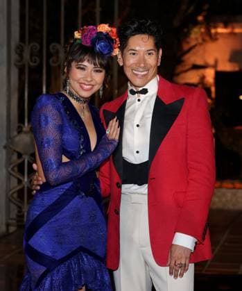 Xochitl Gomez and Carlos Eric Lopez attend the 2025 Dia De Muertos Gala Presented by Lexus, Tequila Don Julio, Nike, DNERO, Calamigos Ranch and Maremoto at the Los?Angeles? River?Center?&?Gardens in Los Angeles on Thursday, October 30, 2025.  LAP20251030042 GREGxGRUDT
