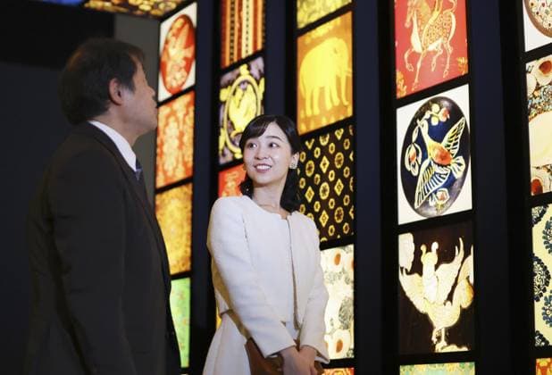 Princess visits exhibition digitally showcasing imperial treasures Japanese Princess Kako visits Ueno Royal Museum in Tokyo on Oct. 31, 2025, for a special exhibition digitally displaying imperial artifacts housed in the Shosoin treasure house in the ancient Japanese capital of Nara. (Pool photo)  A14AA0004994248P