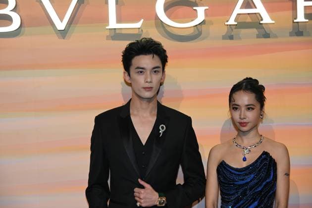 SHANGHAI, CHINA - OCTOBER 31: Singer Jolin Tsai (R) and actor Wu Lei attend the Bvlgari Dinner Party on October 31, 2025 in Shanghai, China.  Copyright: xVCGx 111600995098
