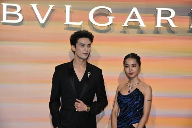 SHANGHAI, CHINA - OCTOBER 31: Singer Jolin Tsai (R) and actor Wu Lei attend the Bvlgari Dinner Party on October 31, 2025 in Shanghai, China.  Copyright: xVCGx 111600995018