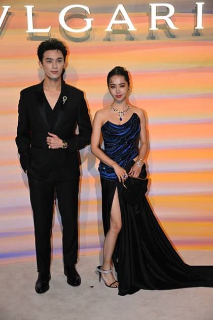 SHANGHAI, CHINA - OCTOBER 31: Singer Jolin Tsai (R) and actor Wu Lei attend the Bvlgari Dinner Party on October 31, 2025 in Shanghai, China.  Copyright: xVCGx 111600994173