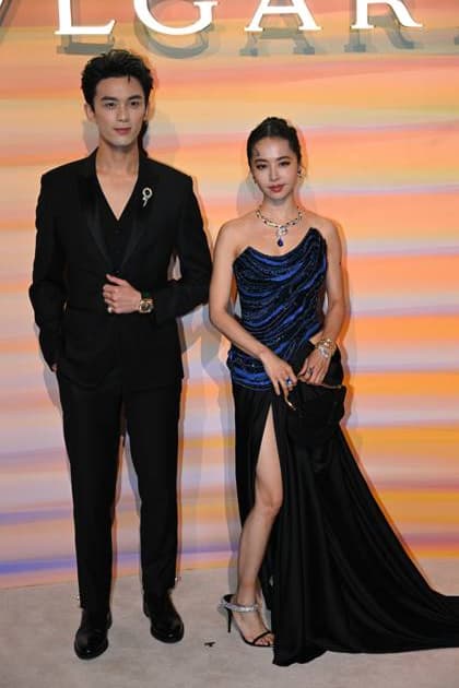 SHANGHAI, CHINA - OCTOBER 31: Singer Jolin Tsai (R) and actor Wu Lei attend the Bvlgari Dinner Party on October 31, 2025 in Shanghai, China.  Copyright: xVCGx 111600994162