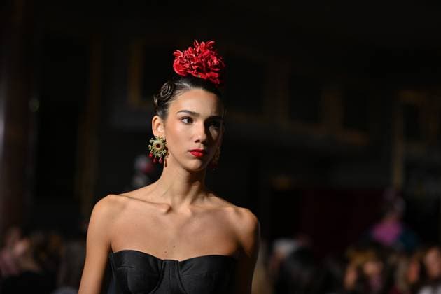 October 31, 2025, Madrid, Spain: A model walks in a Amparo Pardal design at the International Flamenco Fashion Week Madrid, (SIMOF) show, at the Wellington Hotel. Madrid Spain - ZUMAs197 20251031_aaa_s197_064 Copyright: xAtilanoxGarciax