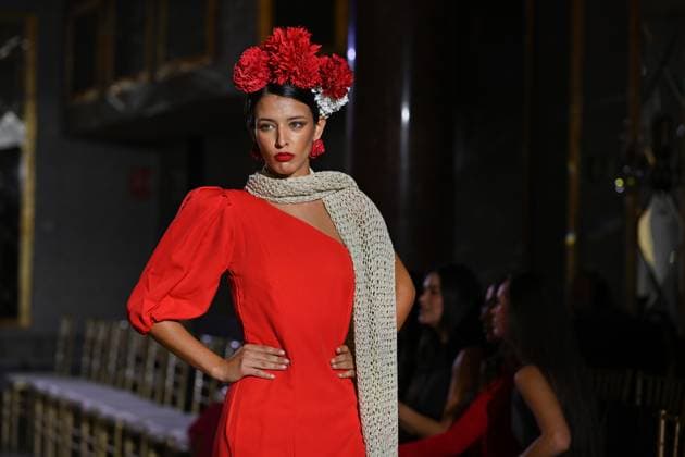 October 31, 2025, Madrid, Spain: A model walks in a Amparo Pardal design at the International Flamenco Fashion Week Madrid, (SIMOF) show, at the Wellington Hotel. Madrid Spain - ZUMAs197 20251031_aaa_s197_068 Copyright: xAtilanoxGarciax