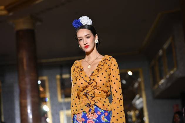October 31, 2025, Madrid, Spain: A model walks in a Amparo Pardal design at the International Flamenco Fashion Week Madrid, (SIMOF) show, at the Wellington Hotel. Madrid Spain - ZUMAs197 20251031_aaa_s197_103 Copyright: xAtilanoxGarciax