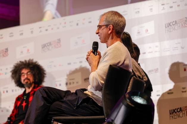 News - LUCCA COMICS AND GAMES 2025 Caparezza meets the public, interviewed by Simone Bianchi, with the Orbit Orbit designers present during Lucca Comics and Games 2025 at Lucca (Toscana), Italy Lucca Lucca Italy Copyright: xFrancescoxFarinax xLiveMediax LPN_2115272