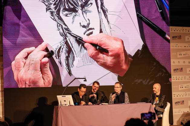 News - LUCCA COMICS AND GAMES 2025 Maxi Showcase Tetsuo Hara, the artist meets the public, interviewed by Alessandro Apreda and Paolo Barbieri during Lucca Comics and Games 2025 at Lucca (Toscana), Italy Lucca Lucca Italy Copyright: xFrancescoxFarinax xLiveMediax LPN_2115320