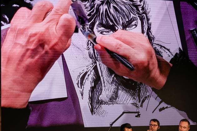 News - LUCCA COMICS AND GAMES 2025 Maxi Showcase Tetsuo Hara, the artist meets the public, interviewed by Alessandro Apreda and Paolo Barbieri during Lucca Comics and Games 2025 at Lucca (Toscana), Italy Lucca Lucca Italy Copyright: xFrancescoxFarinax xLiveMediax LPN_2115322