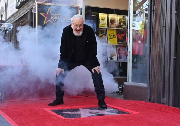 American actor and director Robert Englund, who is best known for his portrayal of the villainous Freddie Krueger stands over his star during an unveiling ceremony honoring him with the 2, 826th star on the Hollywood Walk of Fame in Los Angeles on Friday, October 31, 2025.  LAP2025103101 JIMxRUYMEN