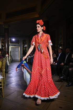 International Flamenco Fashion Week Madrid, (SIMOF) in Madrid - 31 Oct 2025 A model walks in a Angela Isa design at the International Flamenco Fashion Week Madrid, (SIMOF) show, at the Wellington Hotel in Madrid. Madrid Spain Copyright: xAtilanoxGarciax xSOPAxImagesx FOTO54356